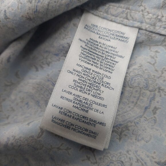 Chaps Womens Shirt Size 1X Blue Paisley 3/4 Sleeve - Picture 8 of 8